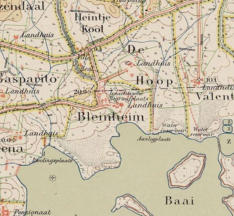 Detail of a Topographical Drawing from 1911 showing the location of the cemetery north of the Schottegat.