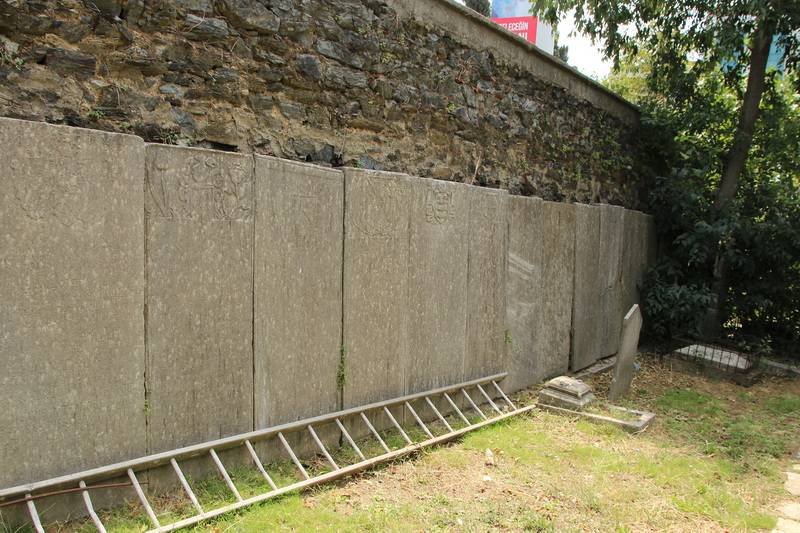 Slabs from the old cemetery